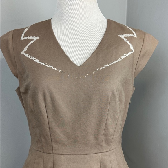 ModCloth Bea & Dot Tan and White Oslo and Behold Dress Sz S - Picture 4 of 16